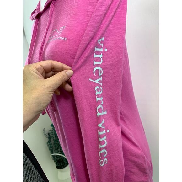 Vineyard Vines Pink Garment Dyed Slub Whale Hoodie Tee Size XXS - Picture 7 of 11